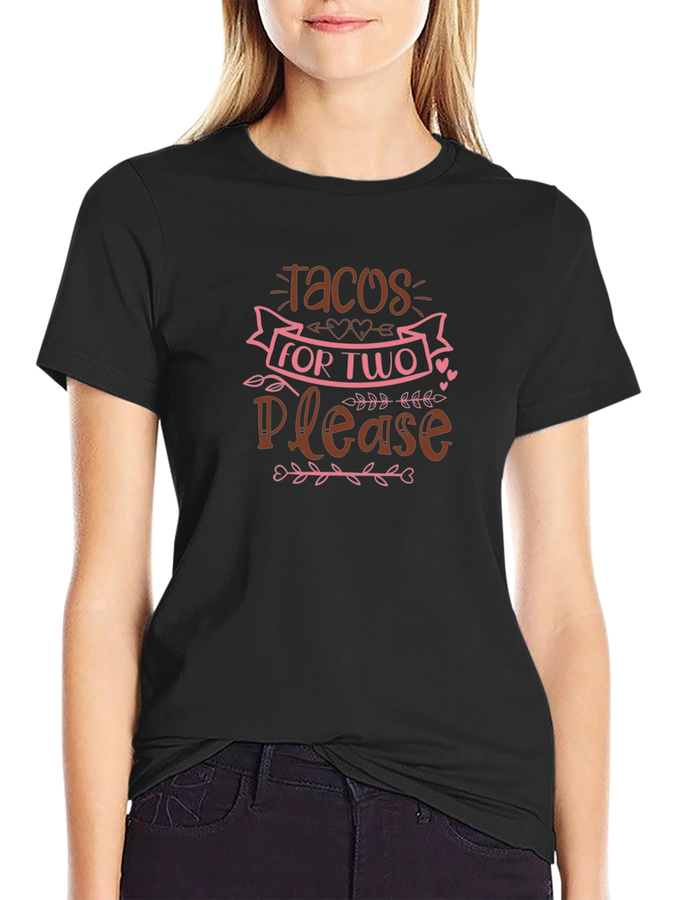 Tacos for Two Please Graphic T-Shirt - Black