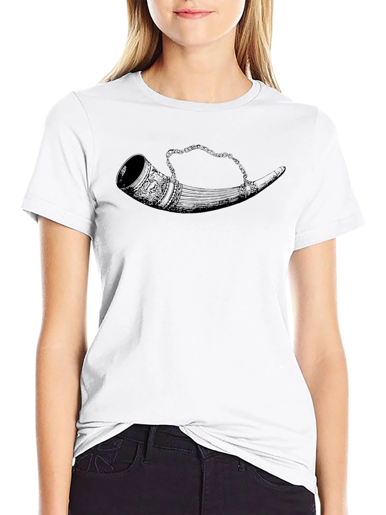 Drinking Horn Graphic Tee - Black