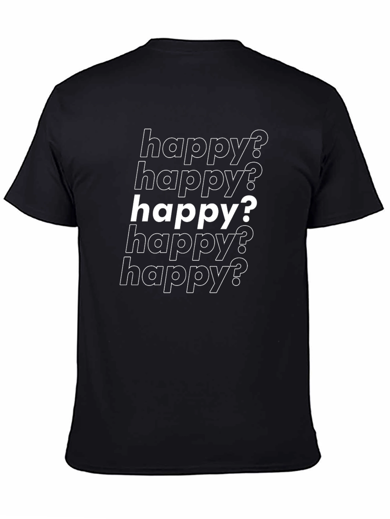 Happy? Graphic Print Black T-Shirt
