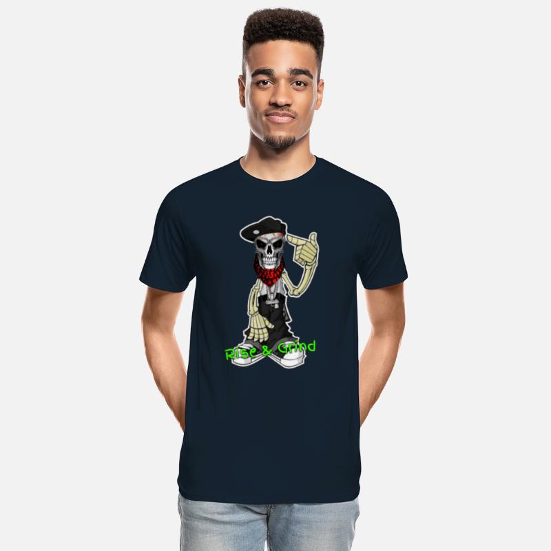 RISE AND GRIND SKELETON MAN LOGO DESIGNED BY CON