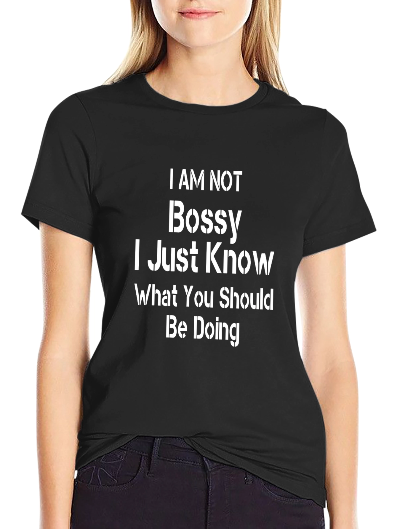 Funny I am Not Bossy Mens Black T-Shirt