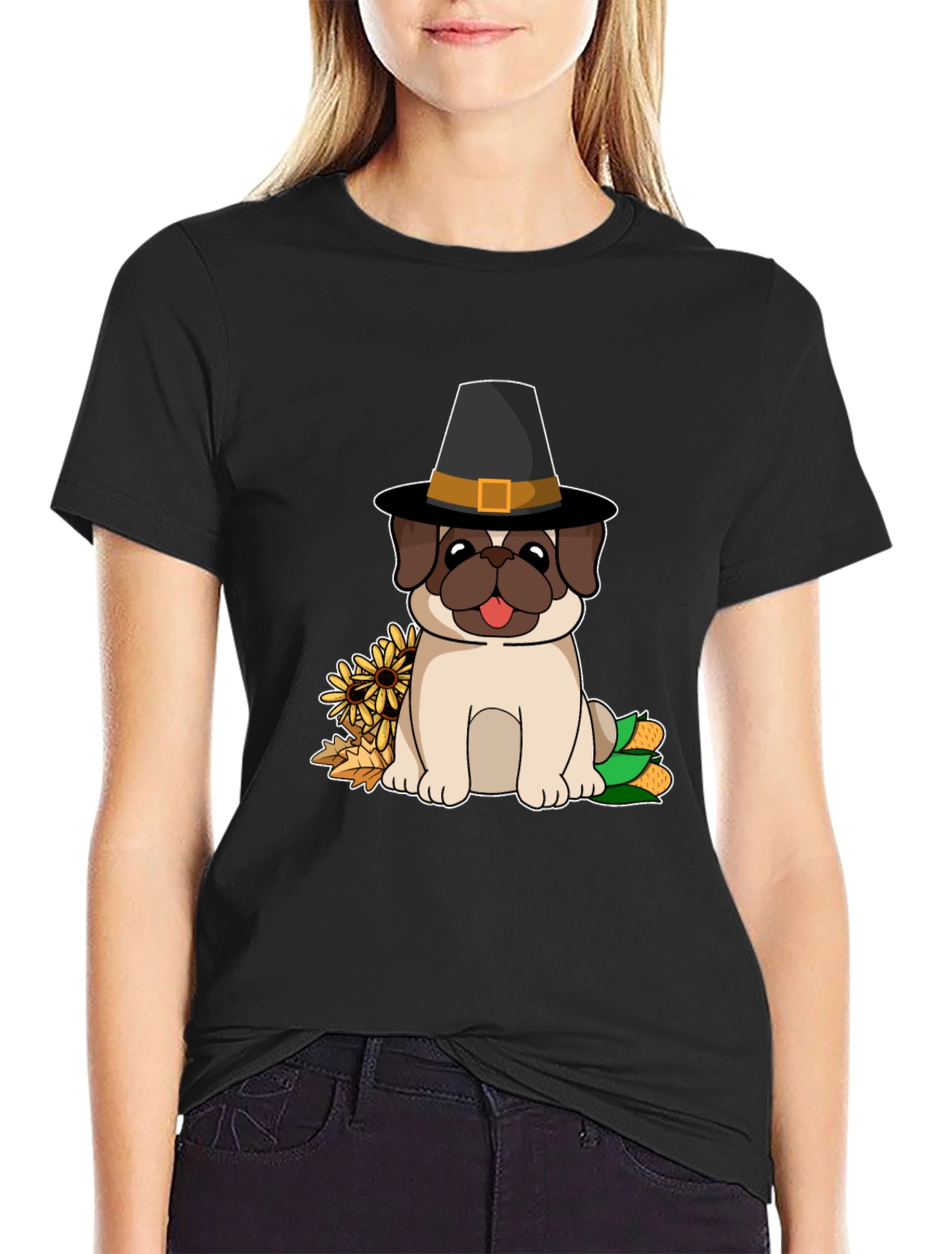 Pug Thanksgiving T-Shirt - Pilgrim Dog