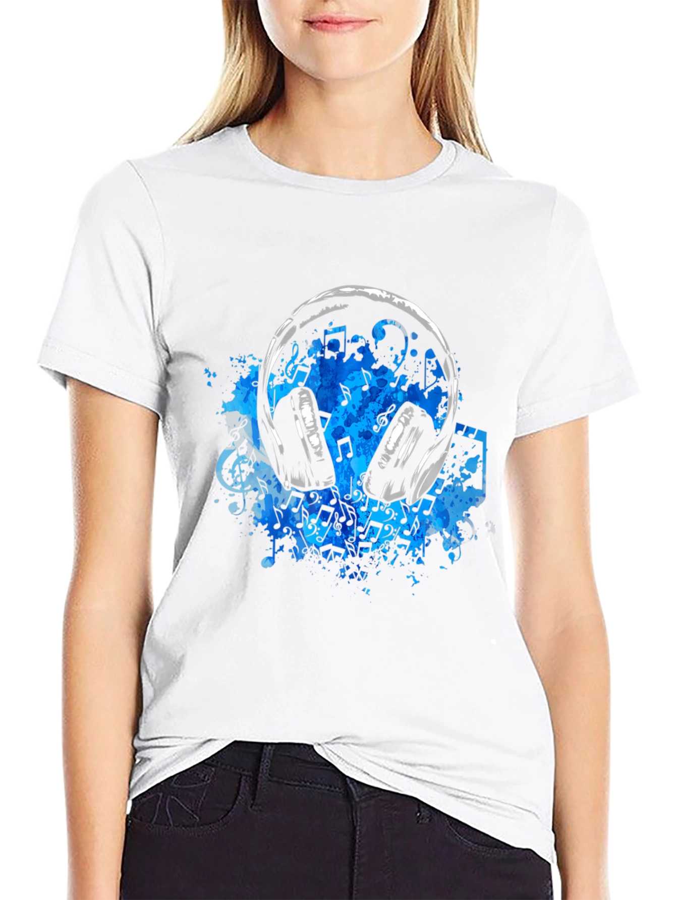 Music Headphones T-Shirt - Black Cotton Tee