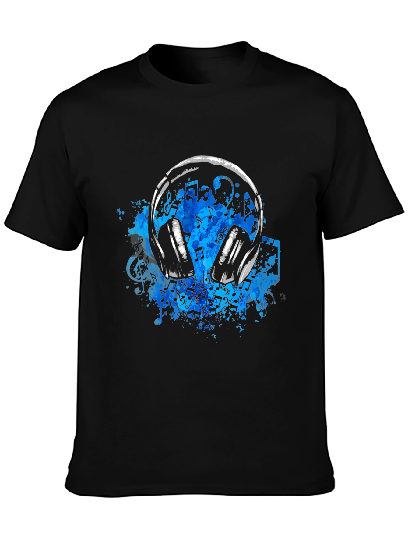 Music Headphones T-Shirt - Black Cotton Tee