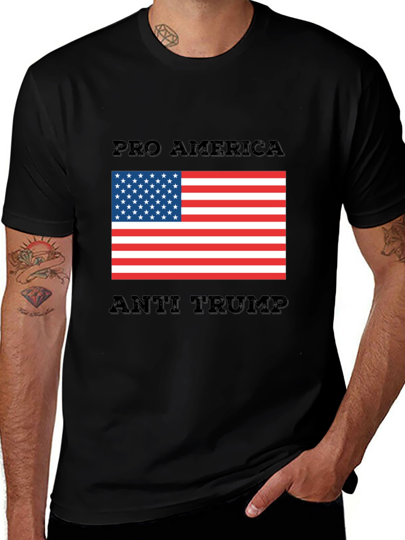 Pro America Anti Trump Graphic T-Shirt