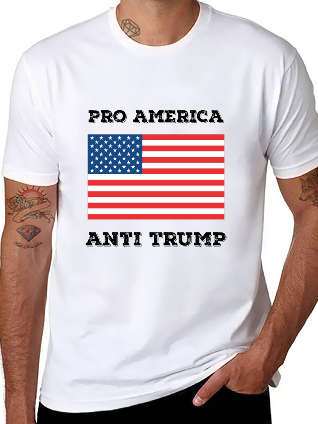 Pro America Anti Trump Graphic T-Shirt