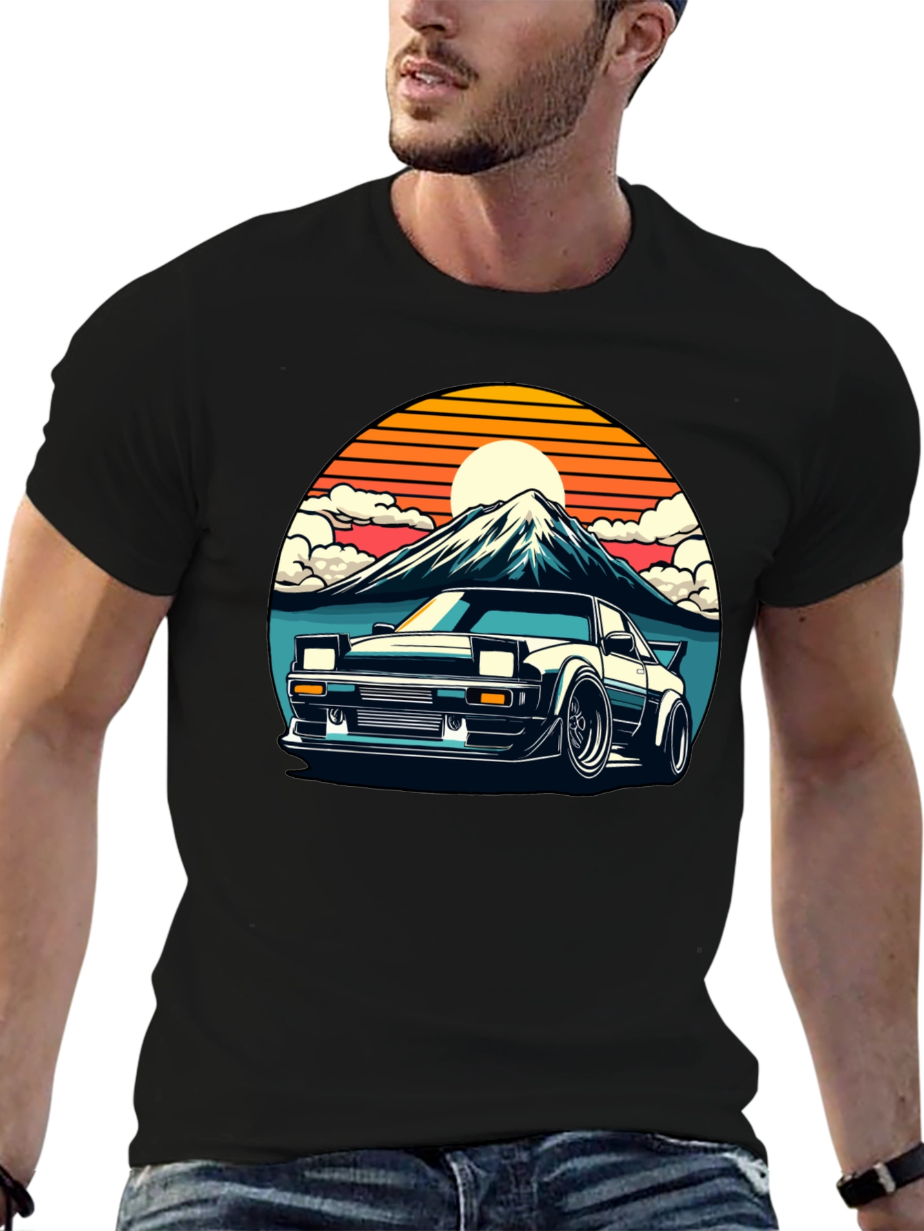 Retro Car & Mt. Fuji Graphic Tee