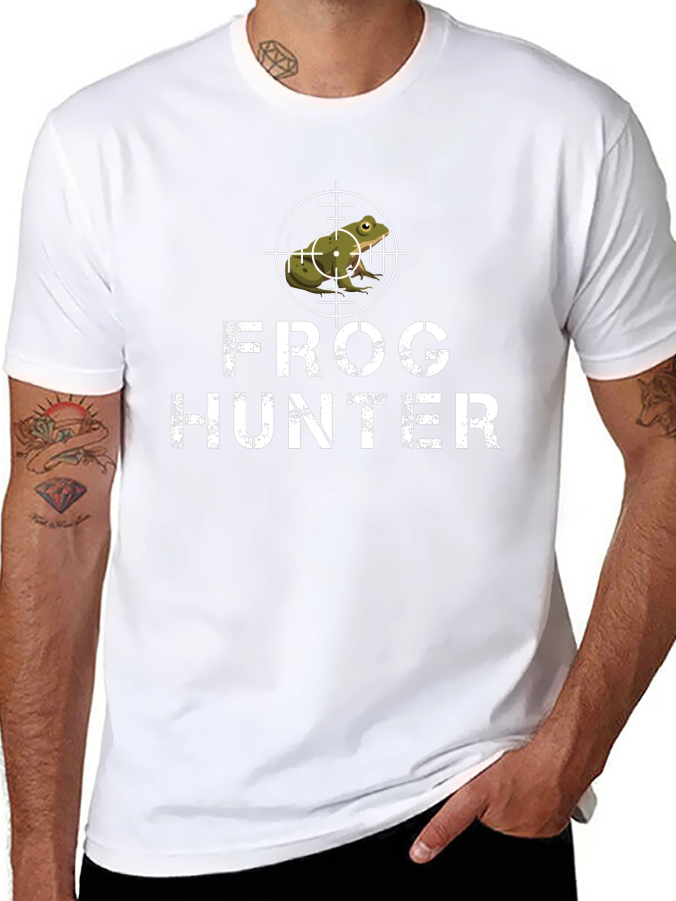 Frog Hunter Graphic Tee - Black Cotton T-Shirt