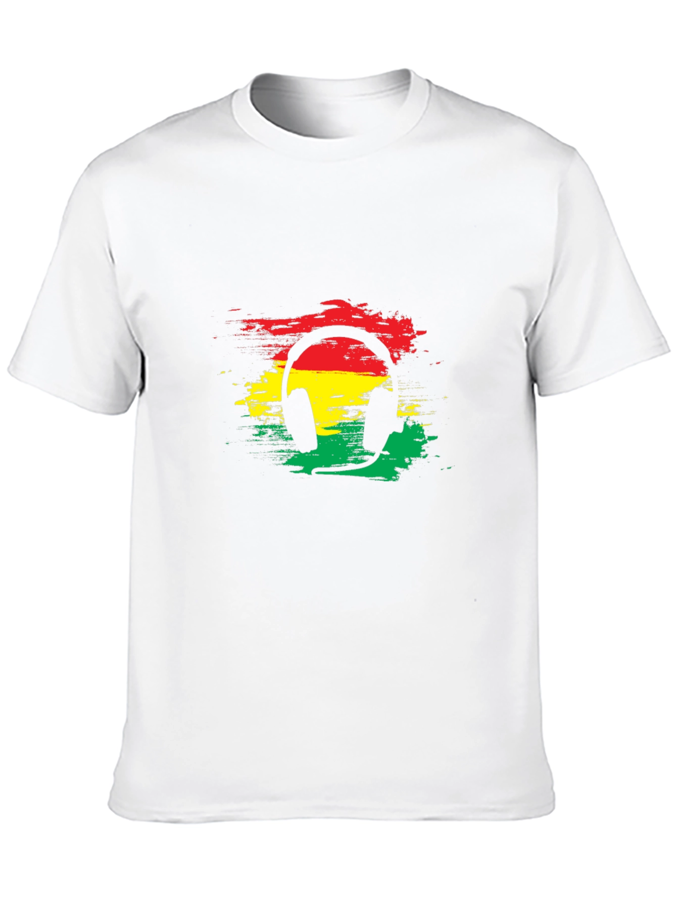 Rasta Headphone Graphic Tee - Black Cotton Blend