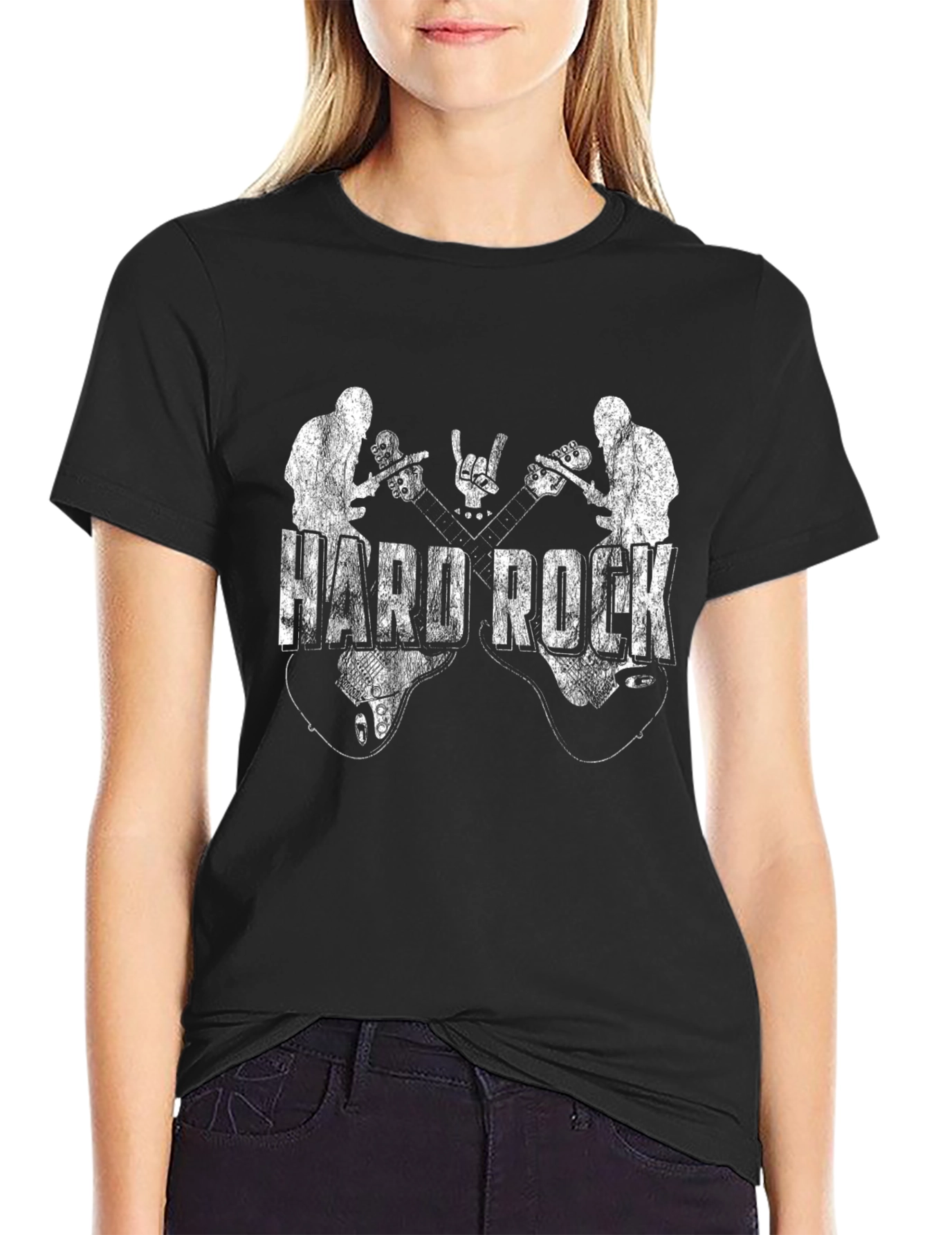 Hard Rock Band Graphic Tee - Black Cotton T-Shirt
