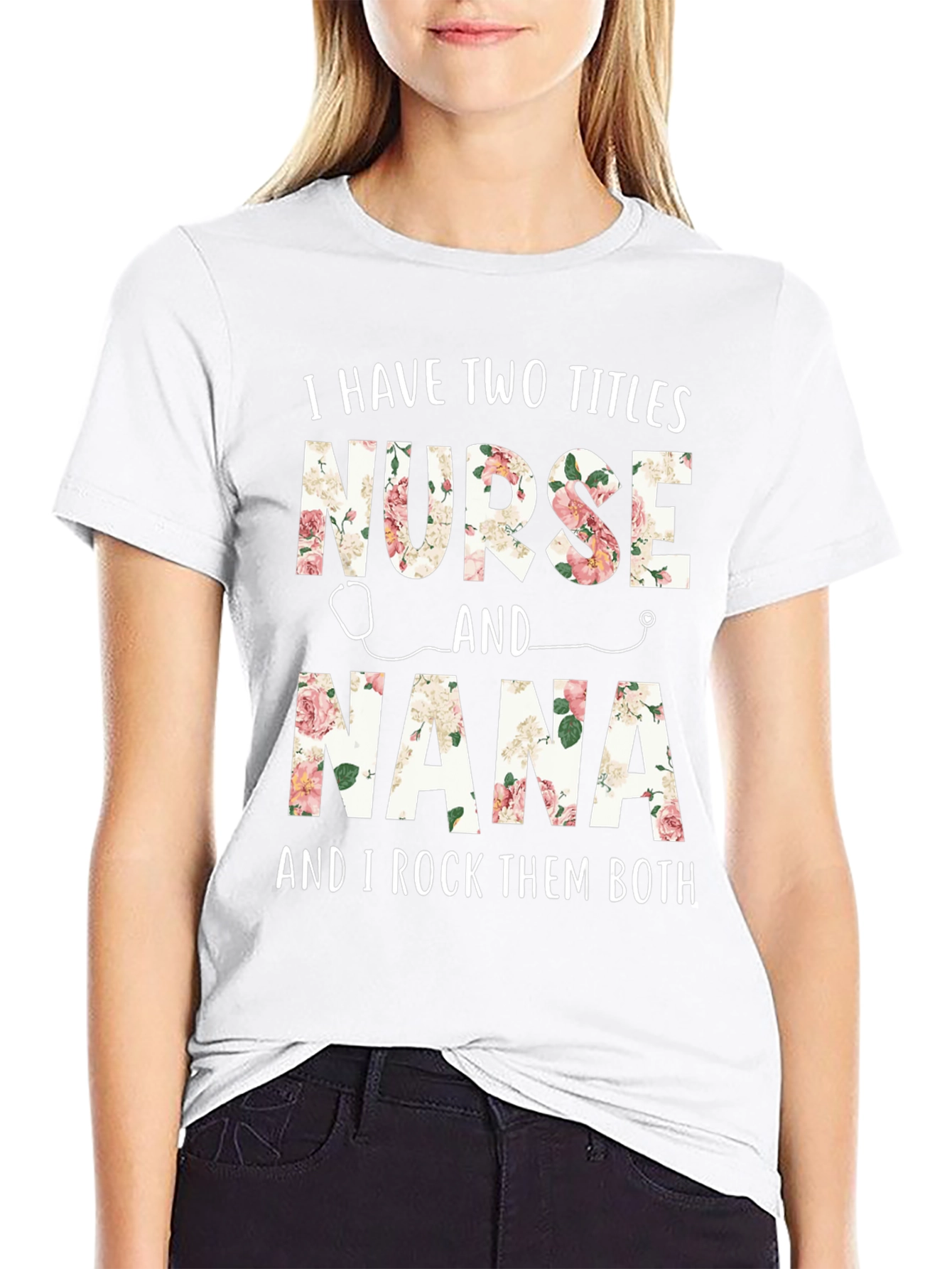 Nurse Nana T-Shirt - Floral Design
