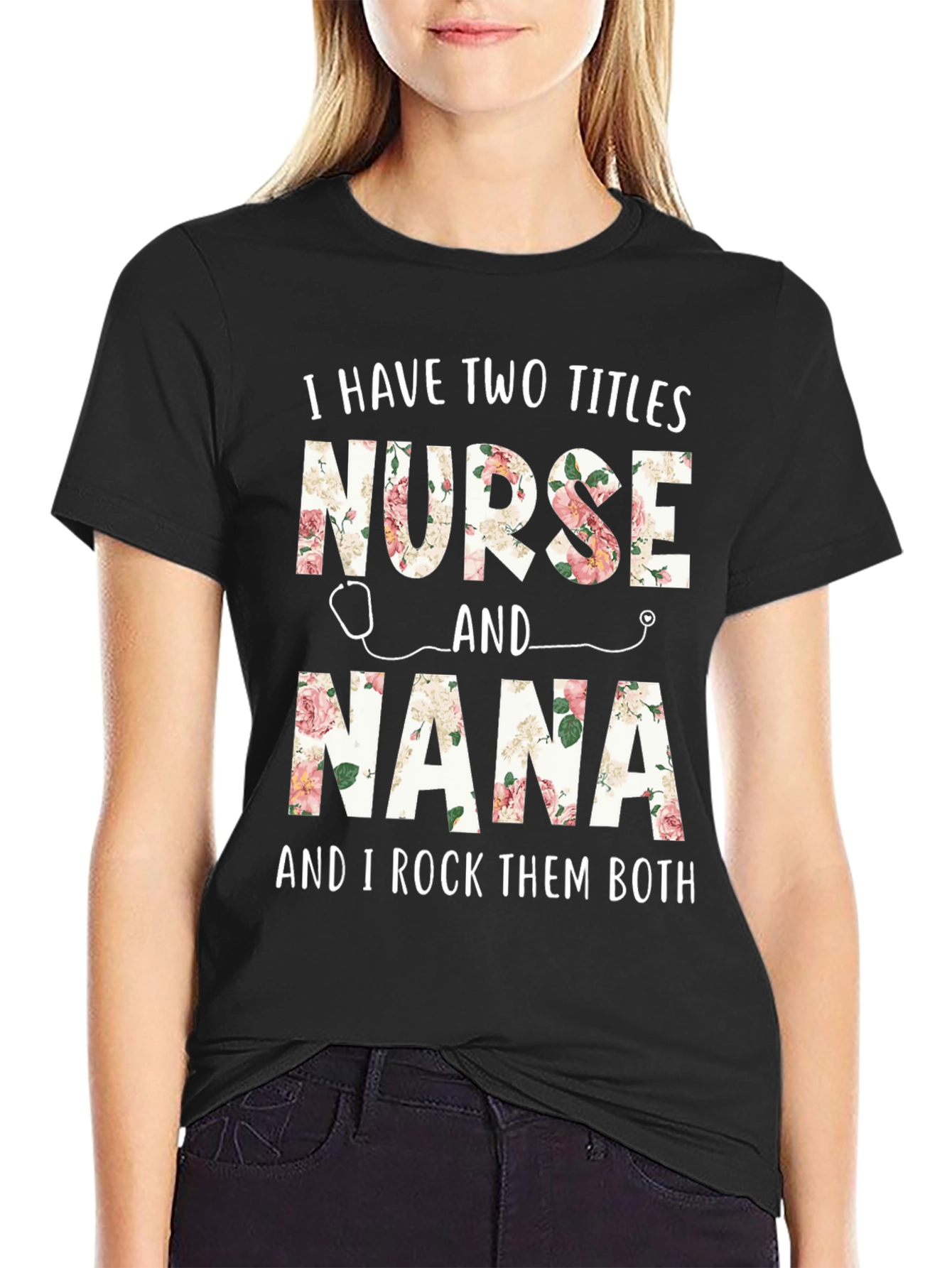 Nurse Nana T-Shirt - Floral Design