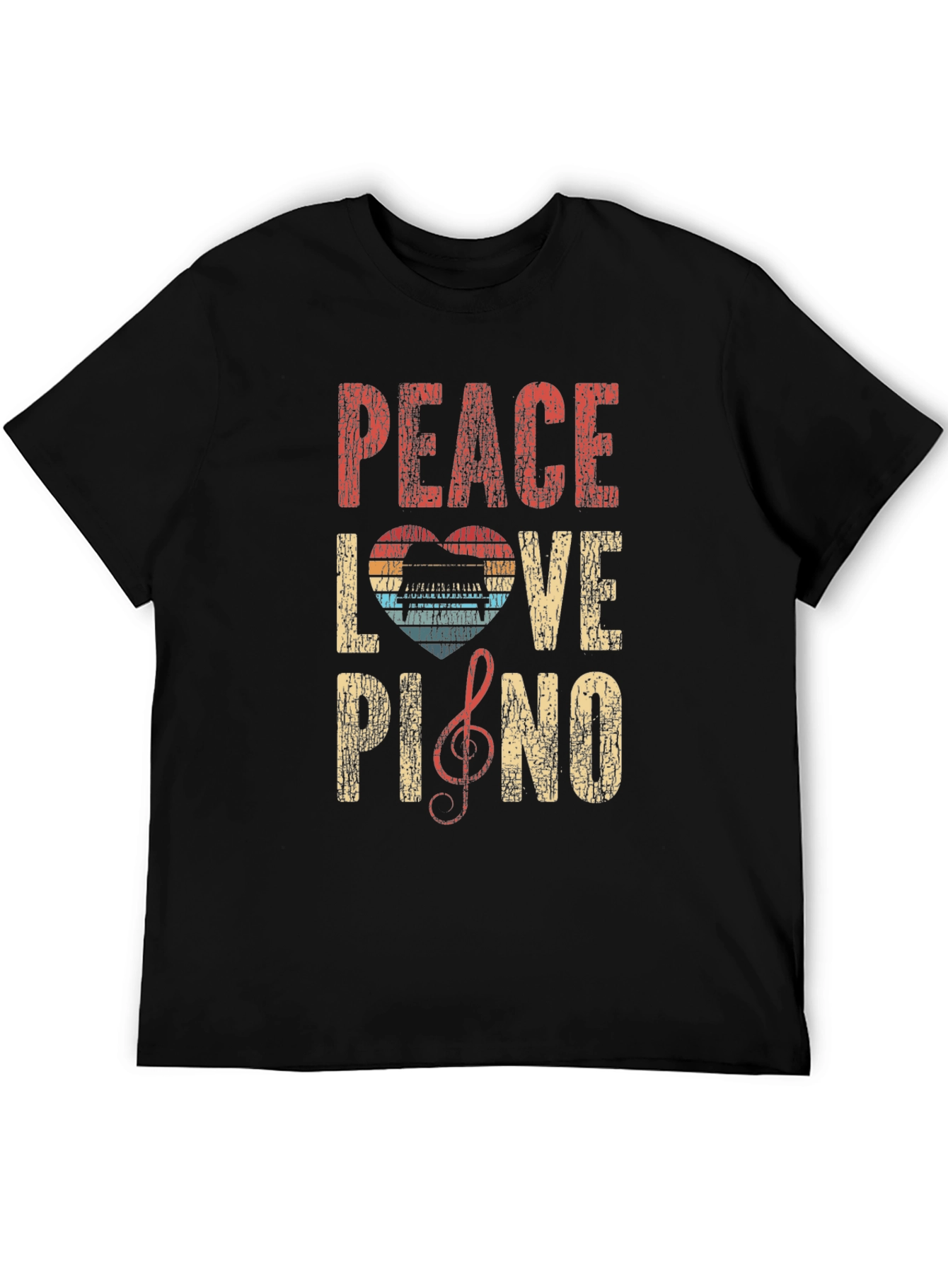 Peace Love Piano Graphic T-Shirt - Music Lover Tee