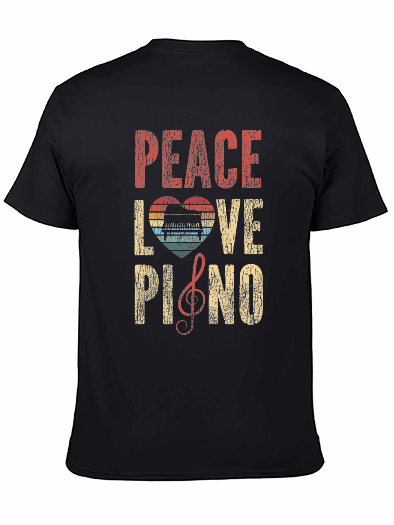 Peace Love Piano Graphic T-Shirt - Music Lover Tee