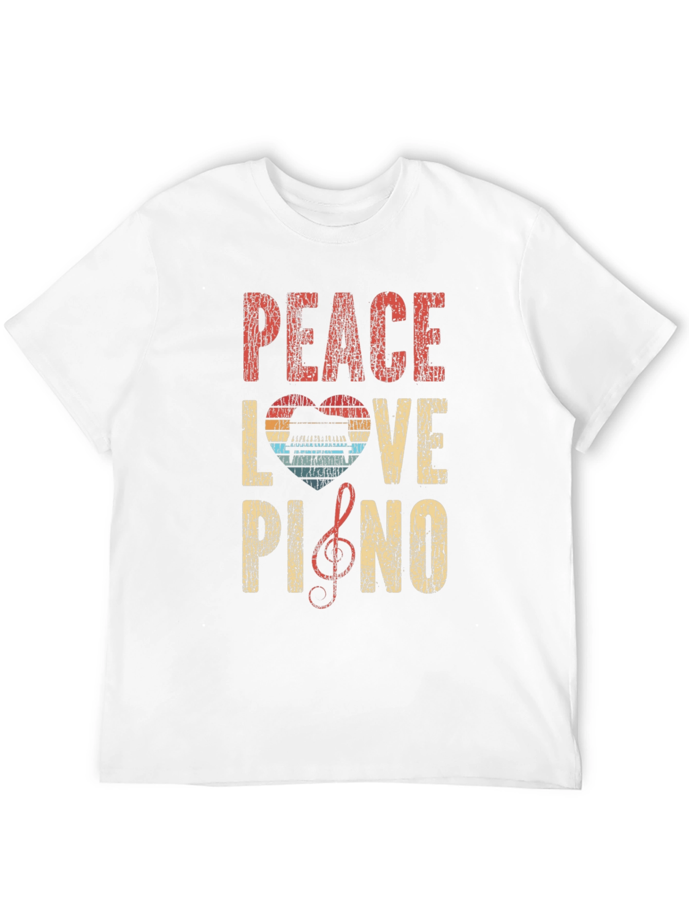Peace Love Piano Graphic T-Shirt - Music Lover Tee