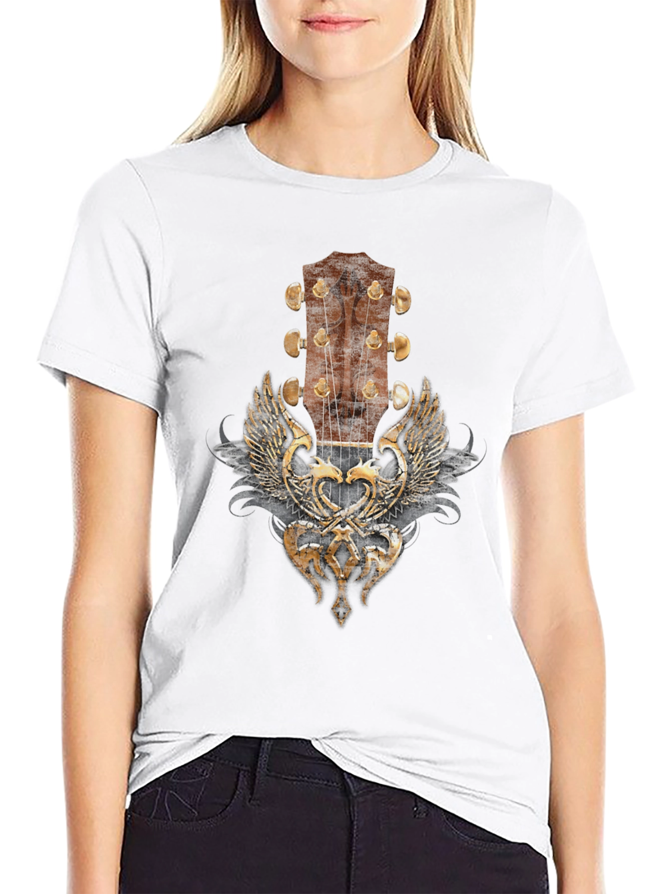 Guitar Headstock Wings Graphic Tee
