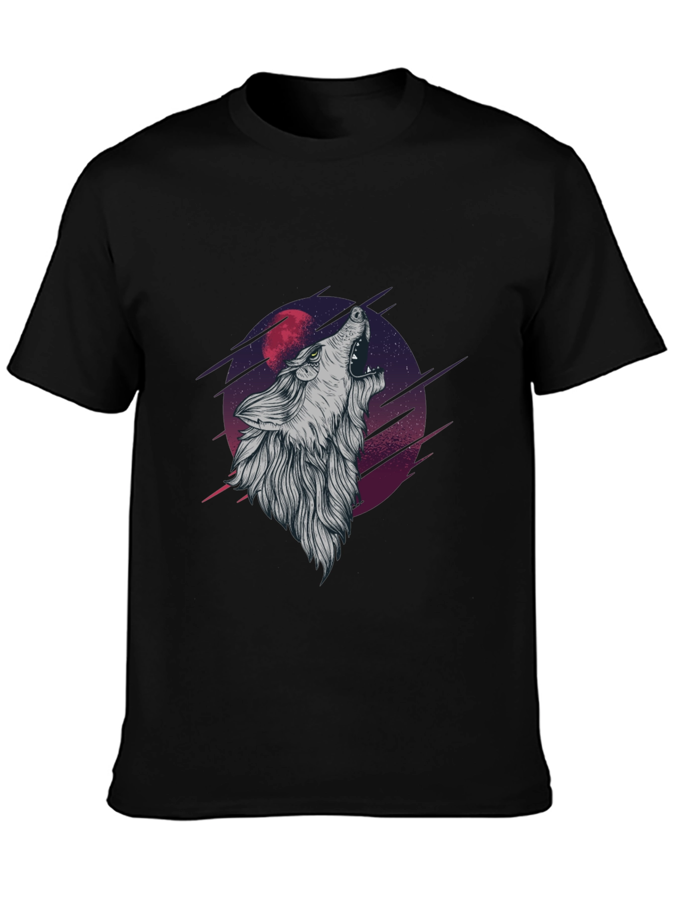 Wolf Howling at Moon Graphic Tee - Black