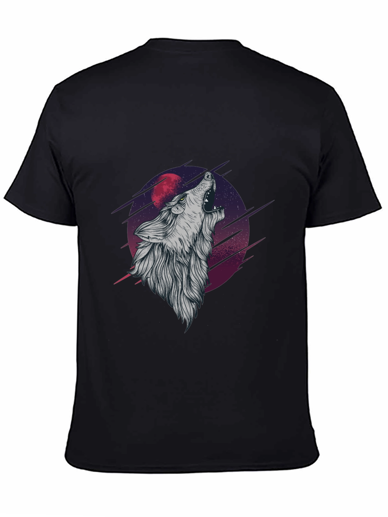 Wolf Howling at Moon Graphic Tee - Black