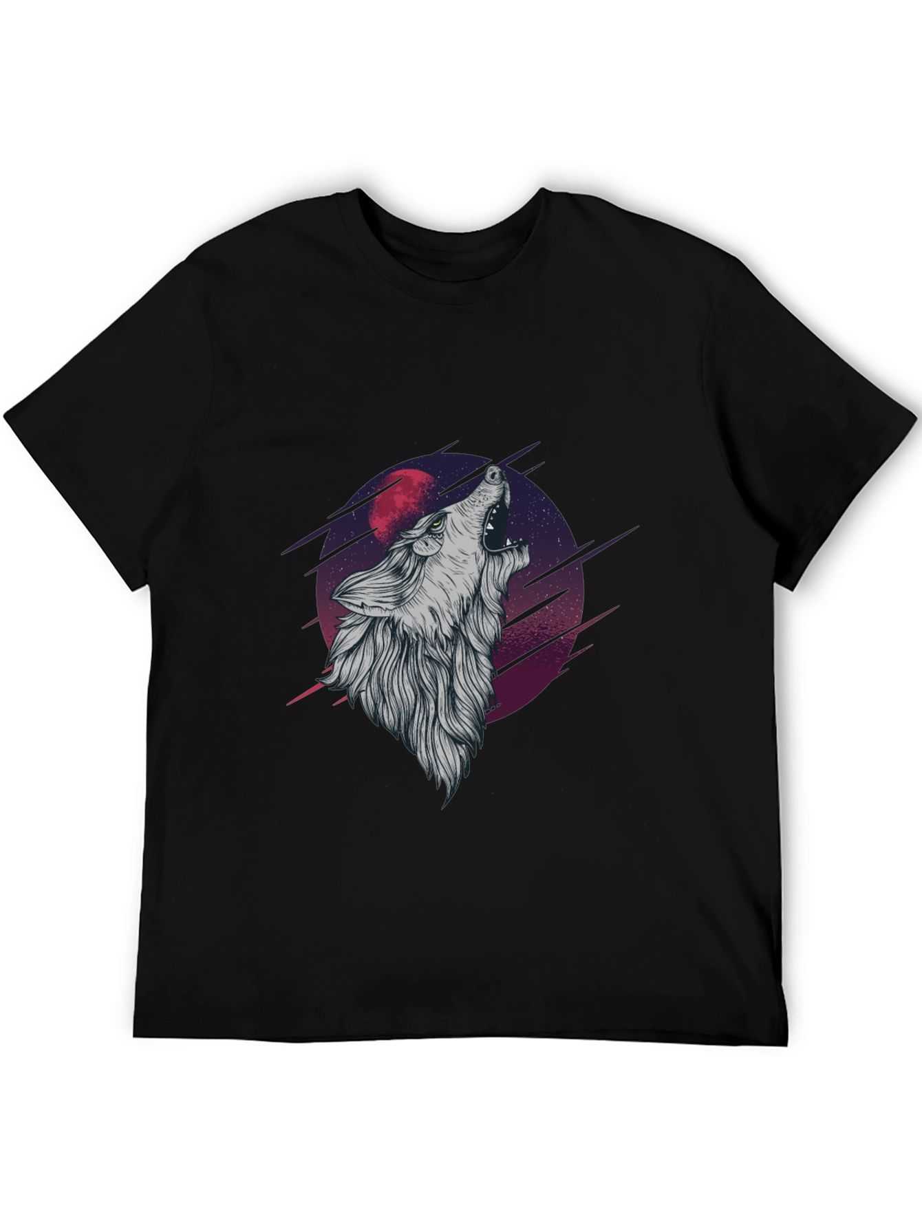 Wolf Howling at Moon Graphic Tee - Black
