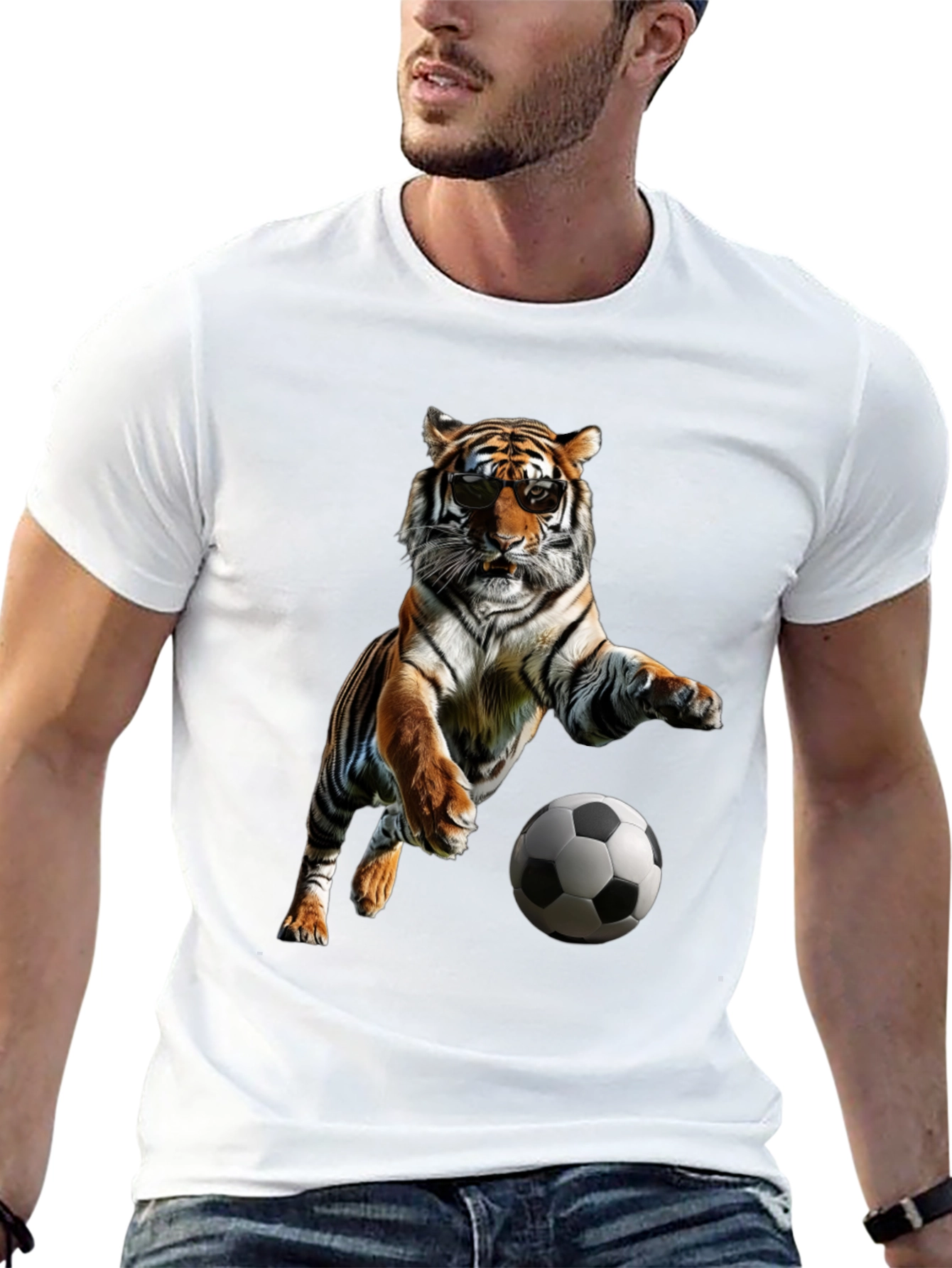Tiger Playing Soccer Graphic Tee