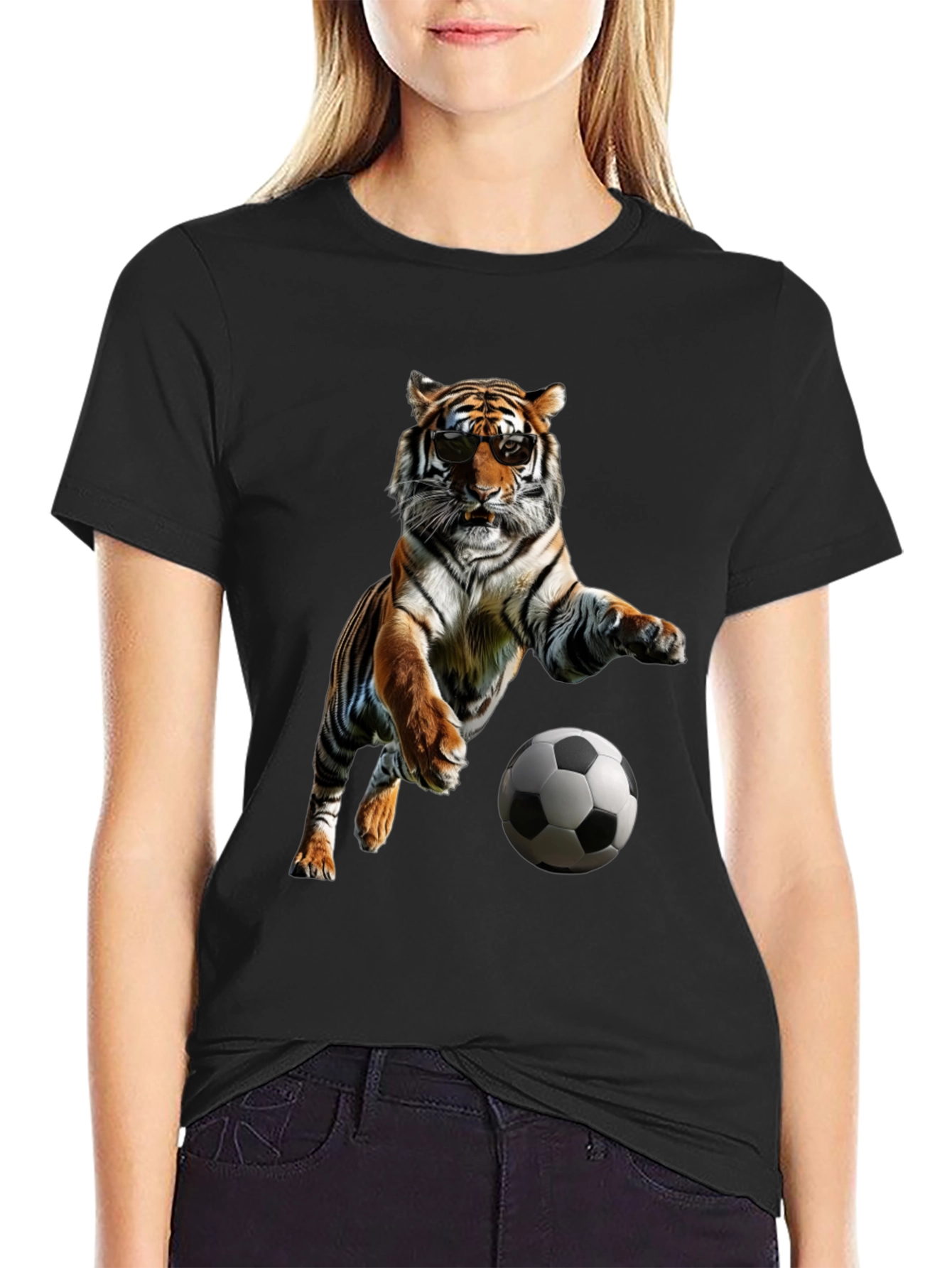 Tiger Playing Soccer Graphic Tee