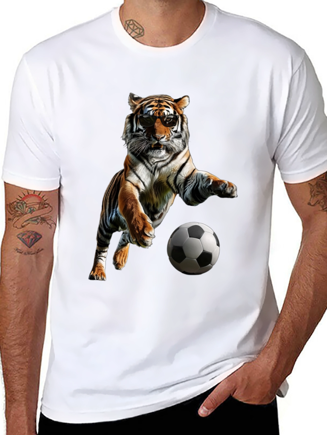 Tiger Playing Soccer Graphic Tee