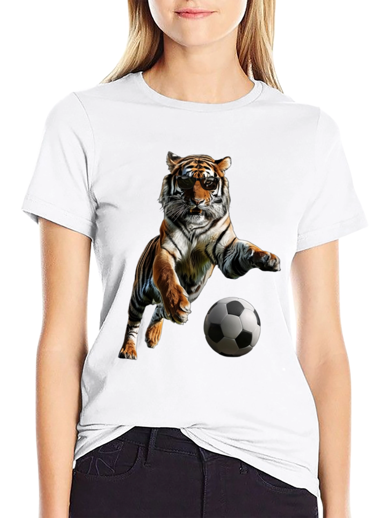 Tiger Playing Soccer Graphic Tee