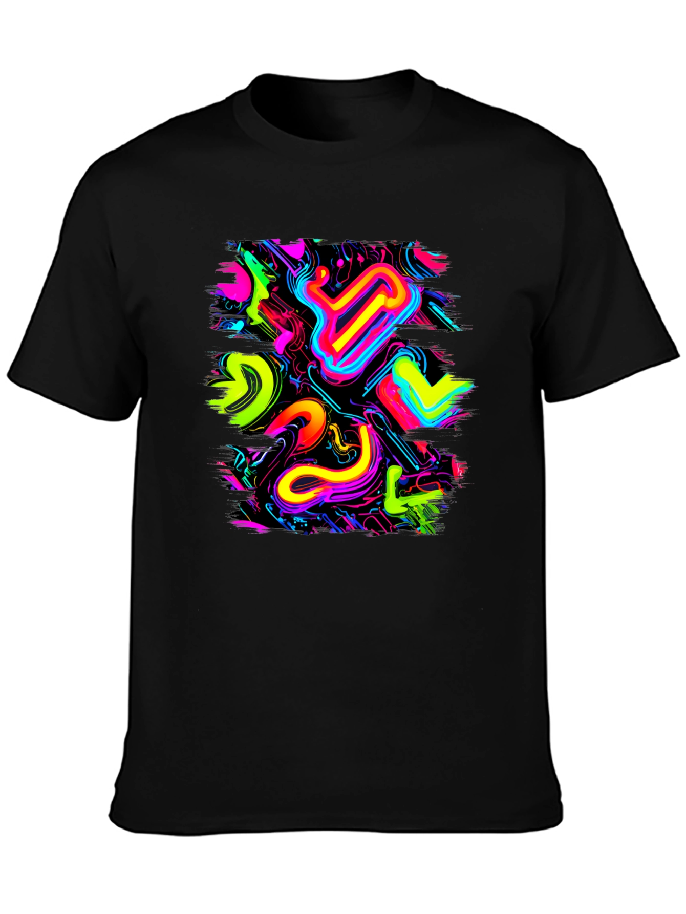 Neon Abstract Graphic Black T-Shirt