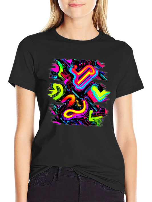 Neon Abstract Graphic Black T-Shirt