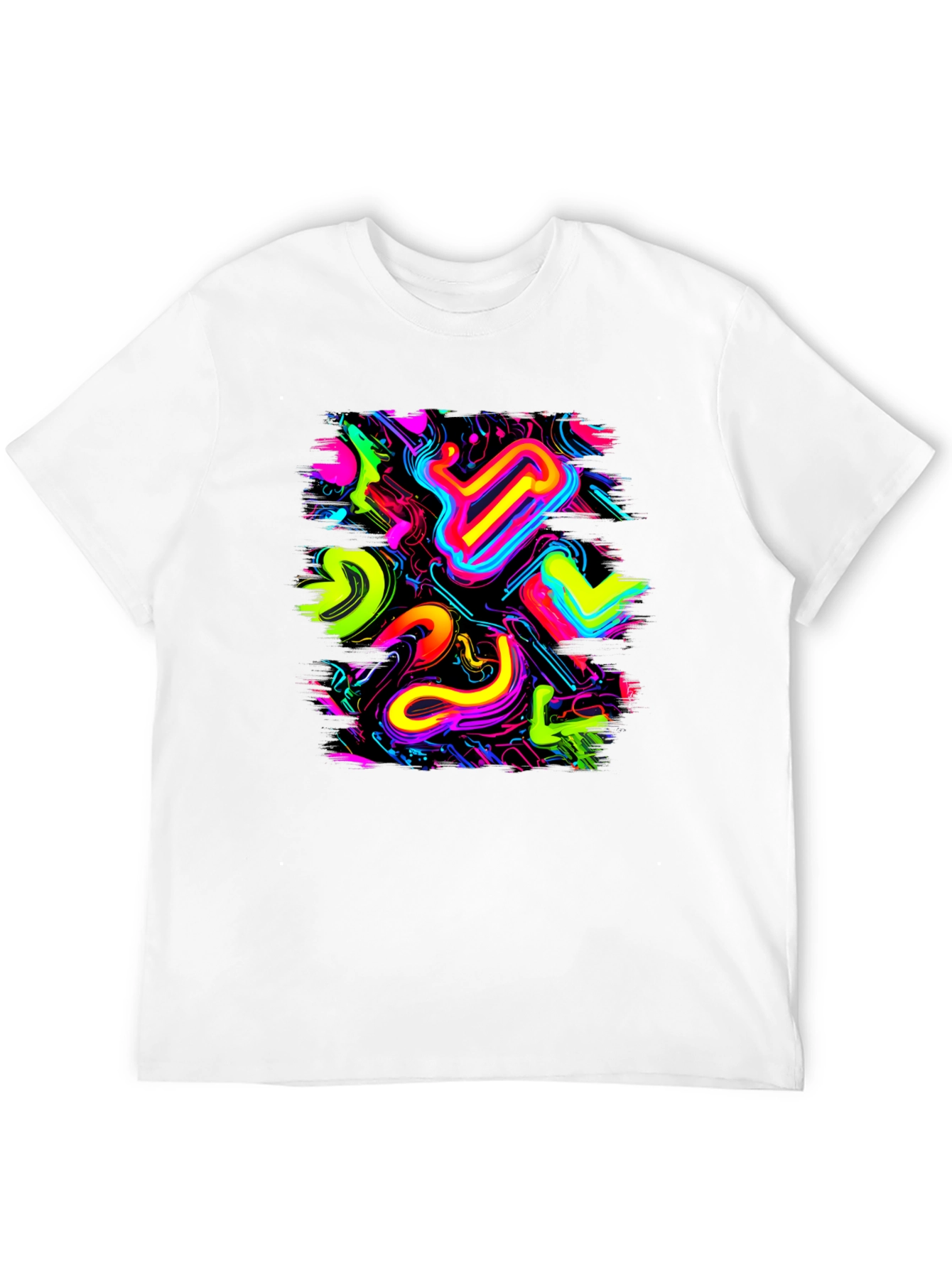 Neon Abstract Graphic Black T-Shirt