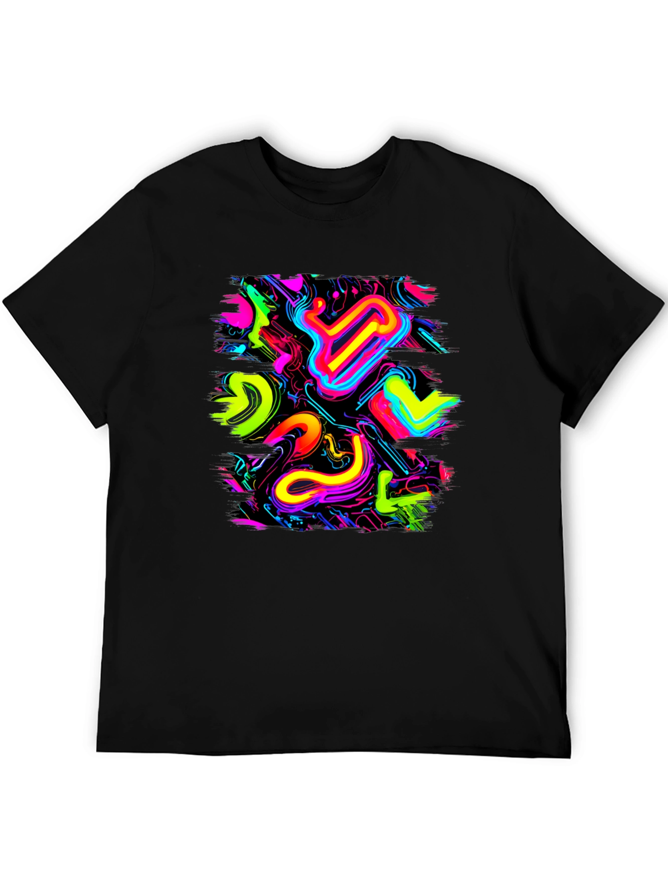 Neon Abstract Graphic Black T-Shirt