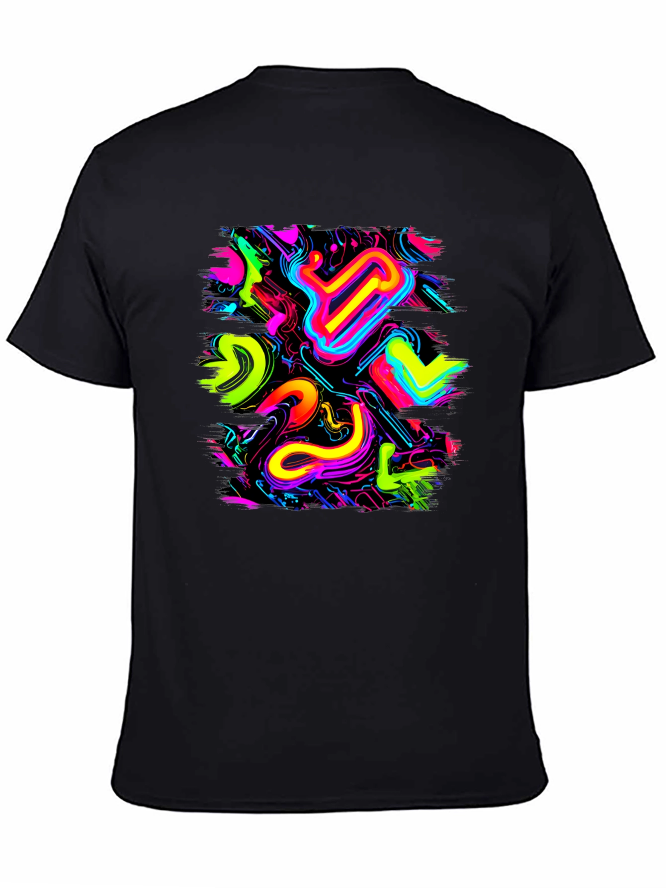 Neon Abstract Graphic Black T-Shirt