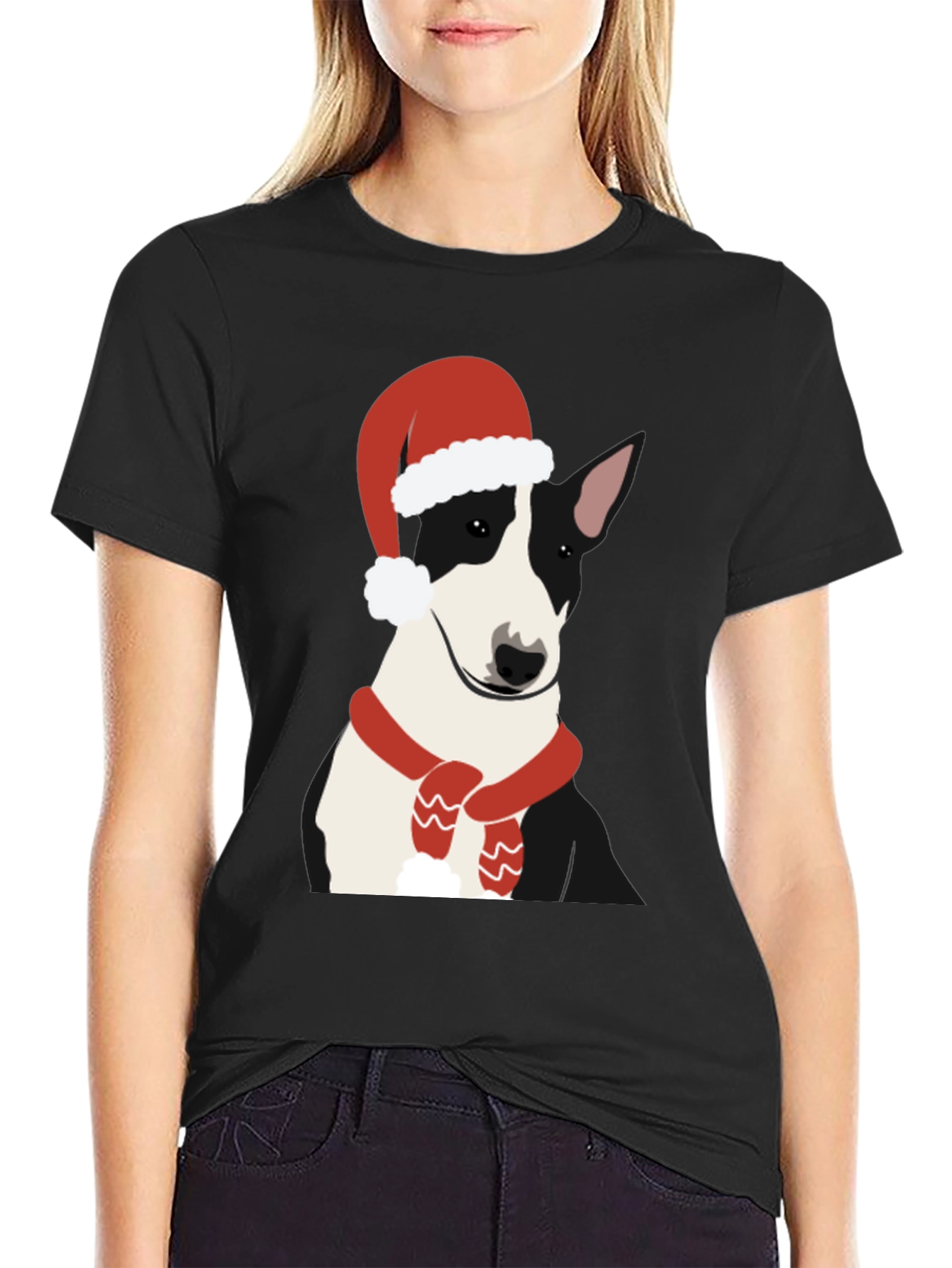 Bull Terrier Santa T-Shirt - Festive Dog Tee
