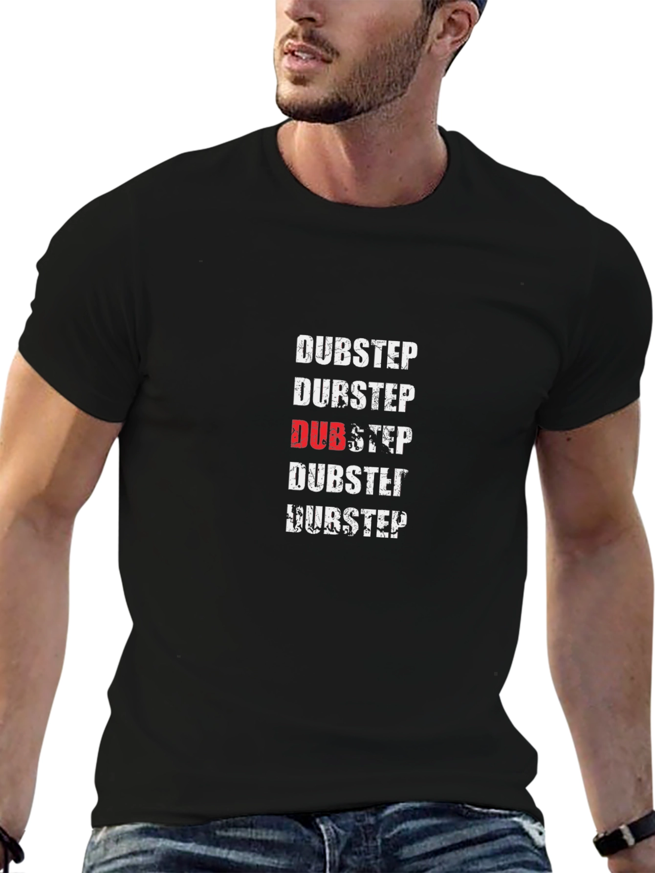 Dubstep Graphic Print Black T-Shirt