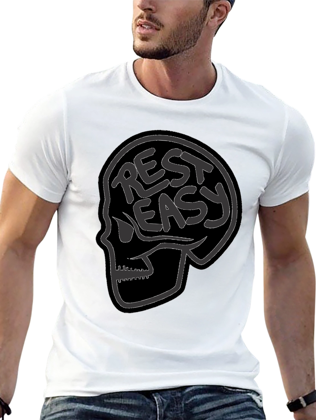 Rest Easy Skull Graphic Tee - Black