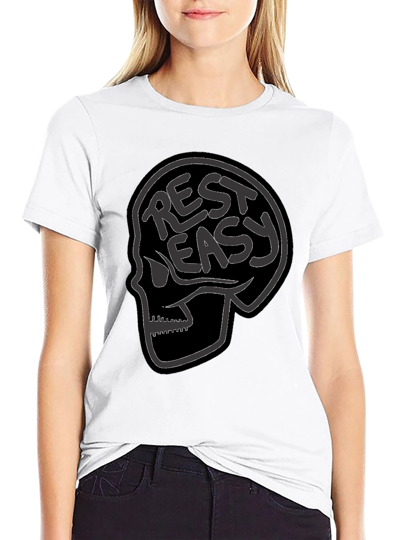 Rest Easy Skull Graphic Tee - Black
