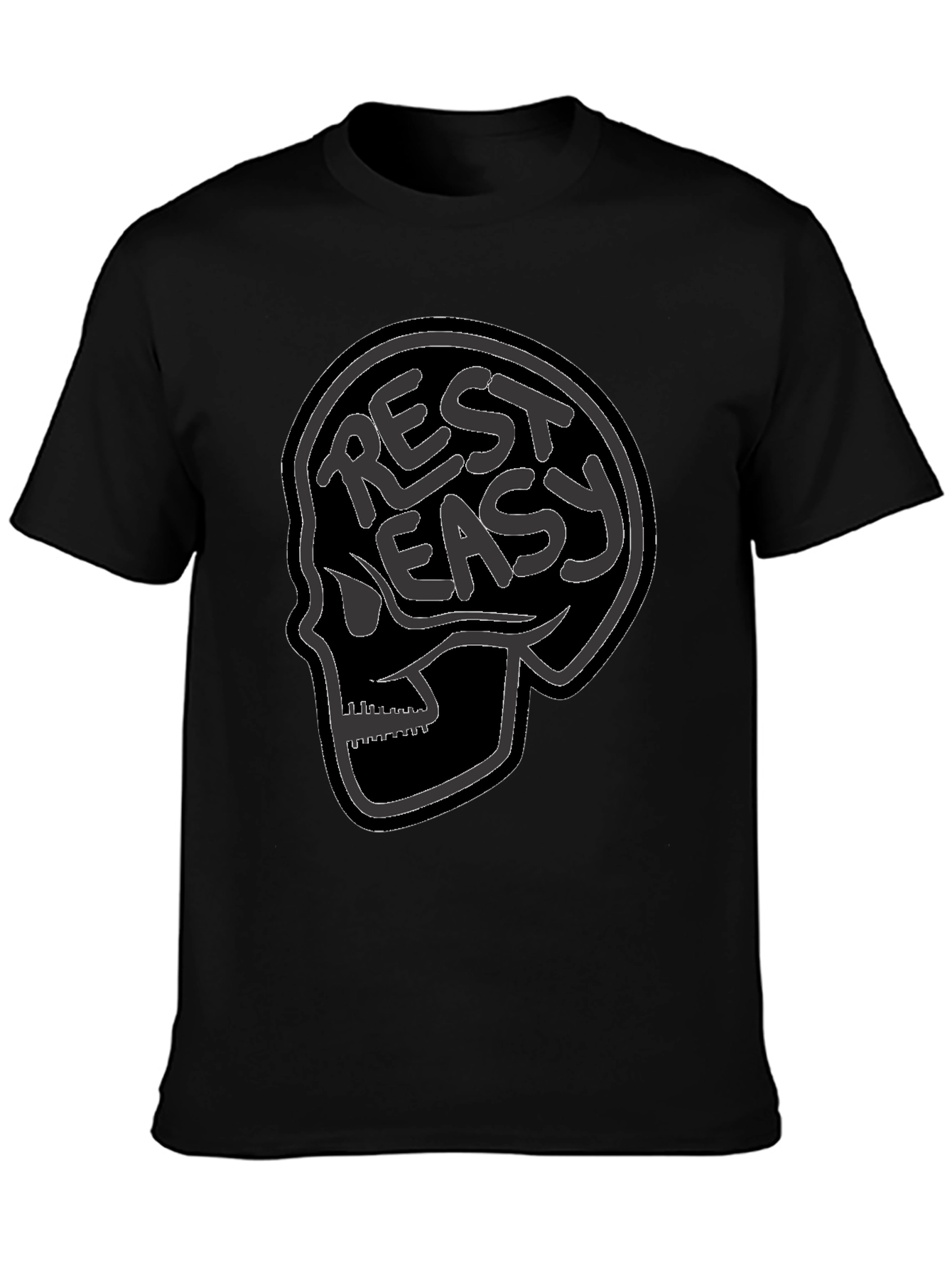 Rest Easy Skull Graphic Tee - Black
