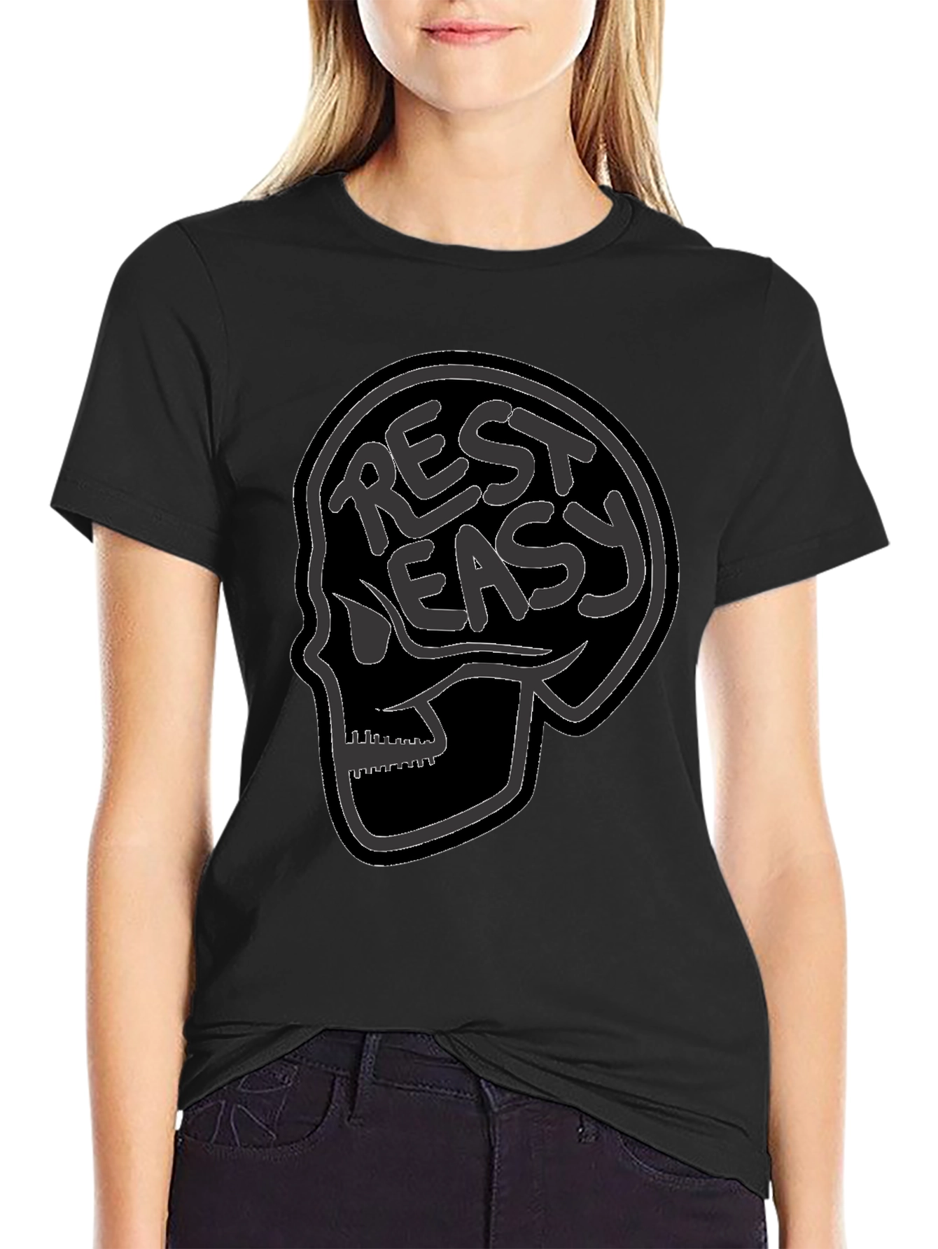 Rest Easy Skull Graphic Tee - Black
