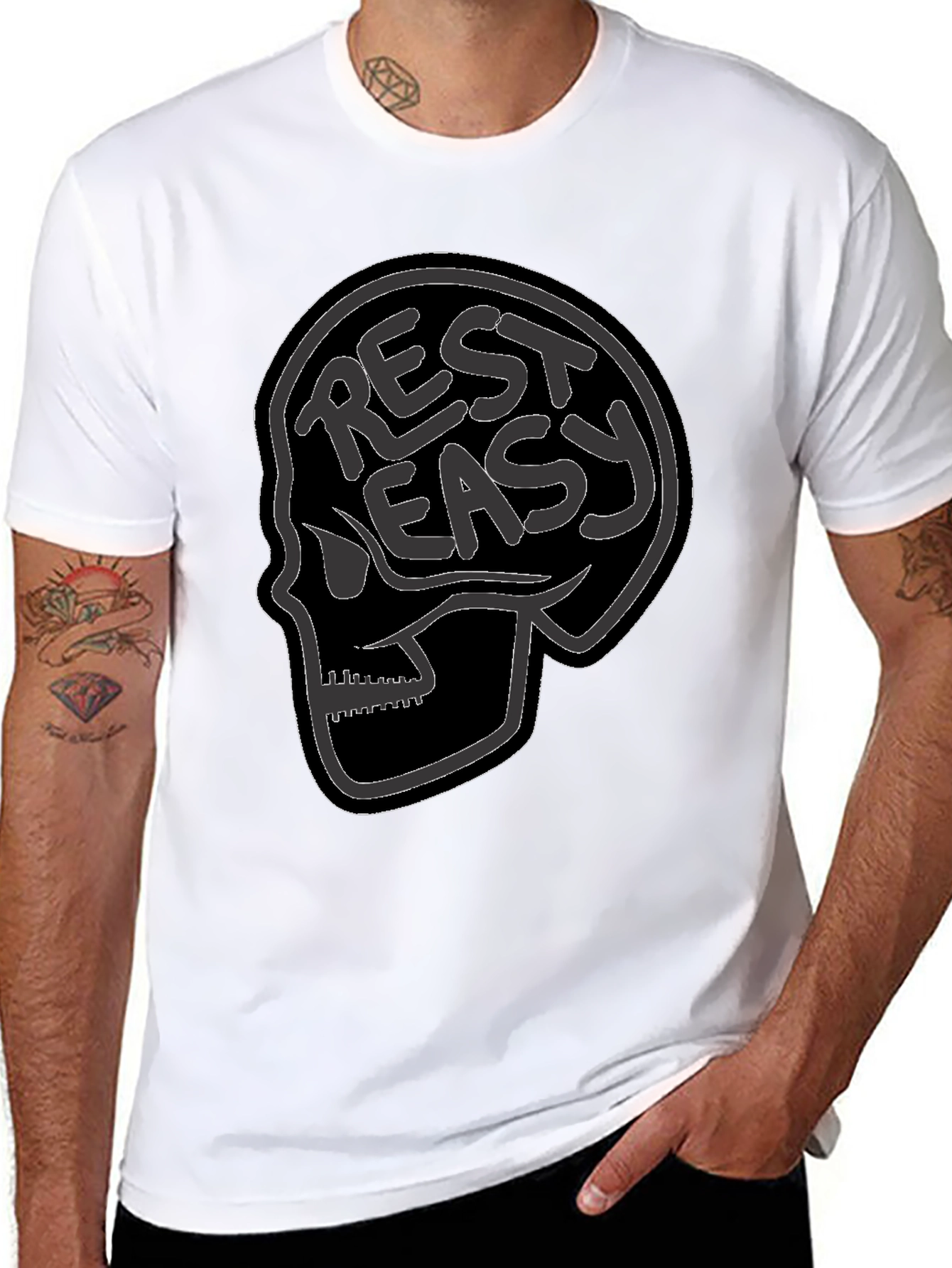 Rest Easy Skull Graphic Tee - Black