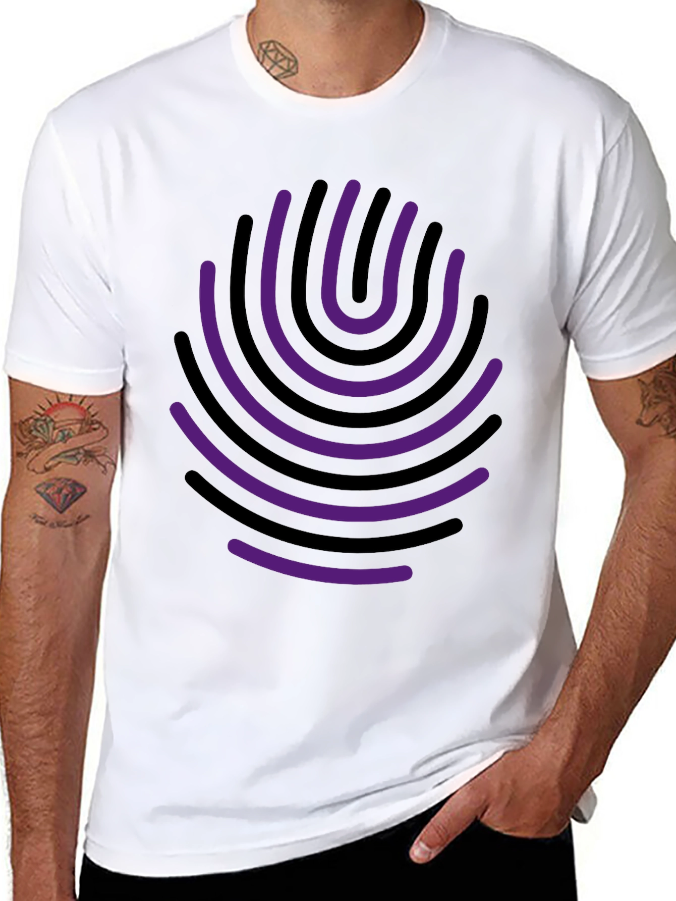Abstract Fingerprint Graphic Tee - Black Cotton Blend