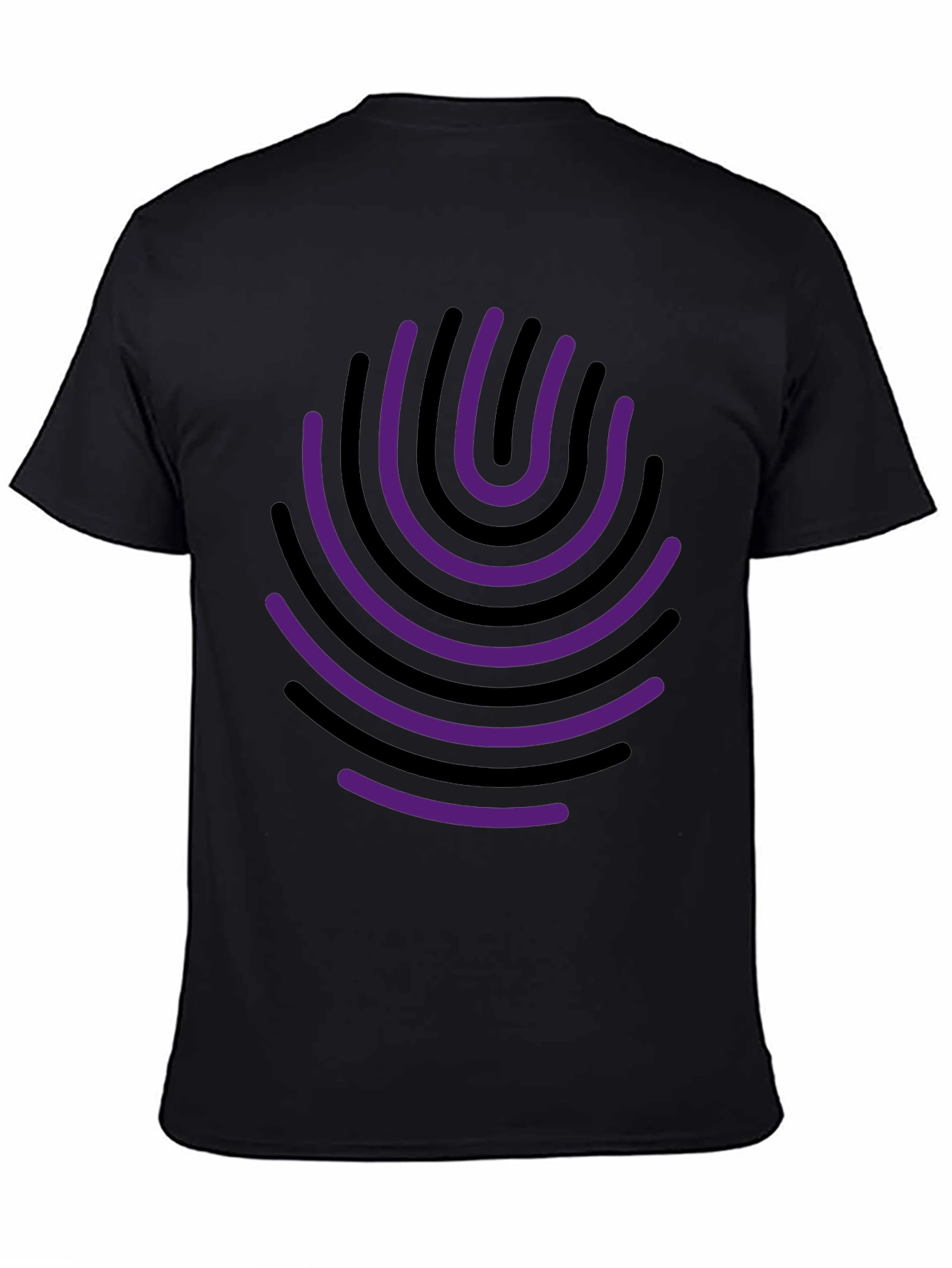 Abstract Fingerprint Graphic Tee - Black Cotton Blend