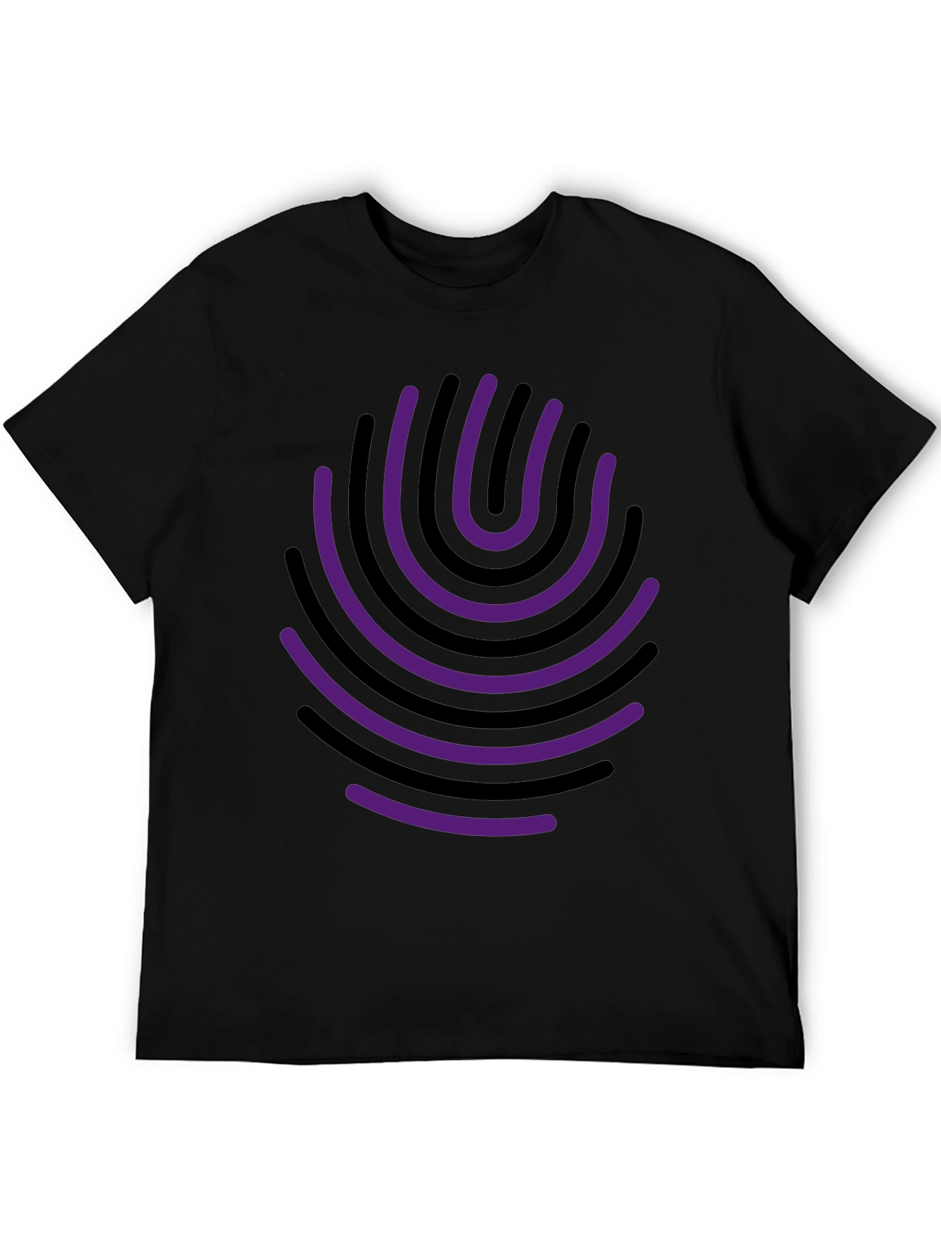 Abstract Fingerprint Graphic Tee - Black Cotton Blend