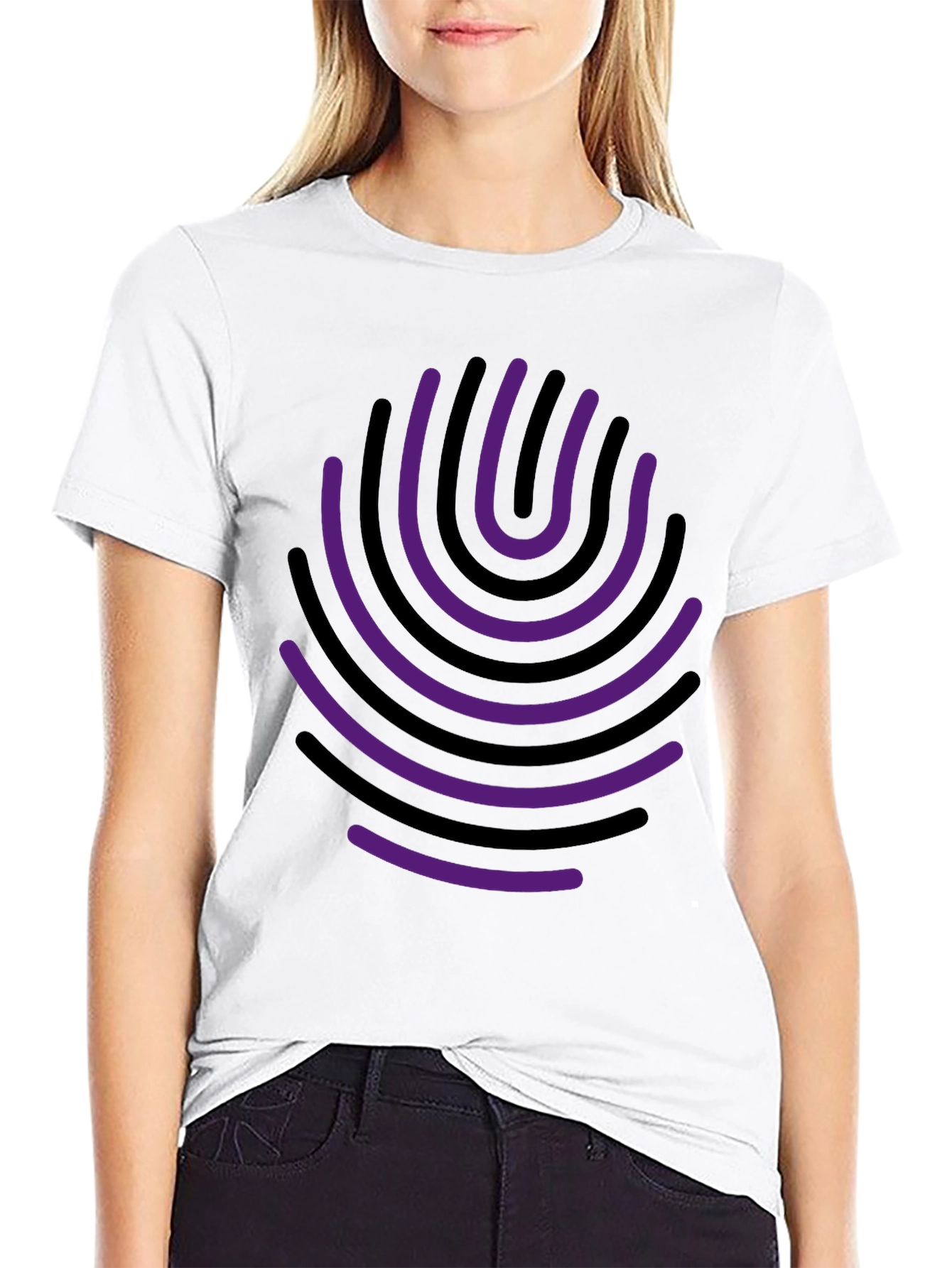 Abstract Fingerprint Graphic Tee - Black Cotton Blend
