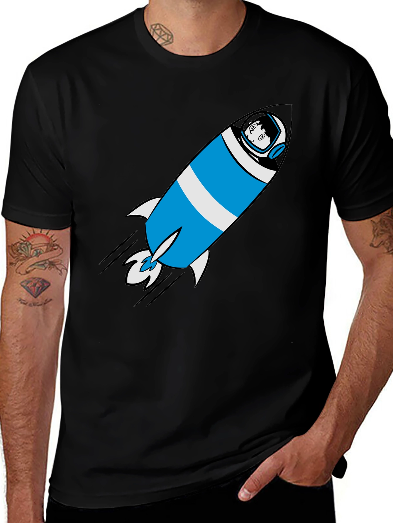 Rocket Man Graphic Tee - Soft Cotton Astronaut T-Shirt
