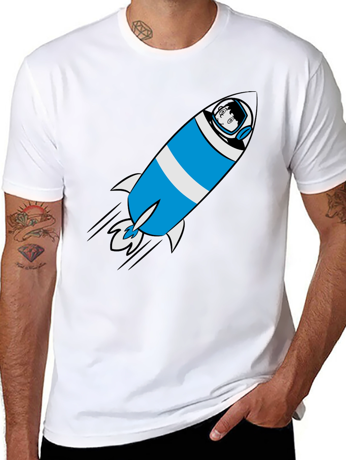 Rocket Man Graphic Tee - Soft Cotton Astronaut T-Shirt