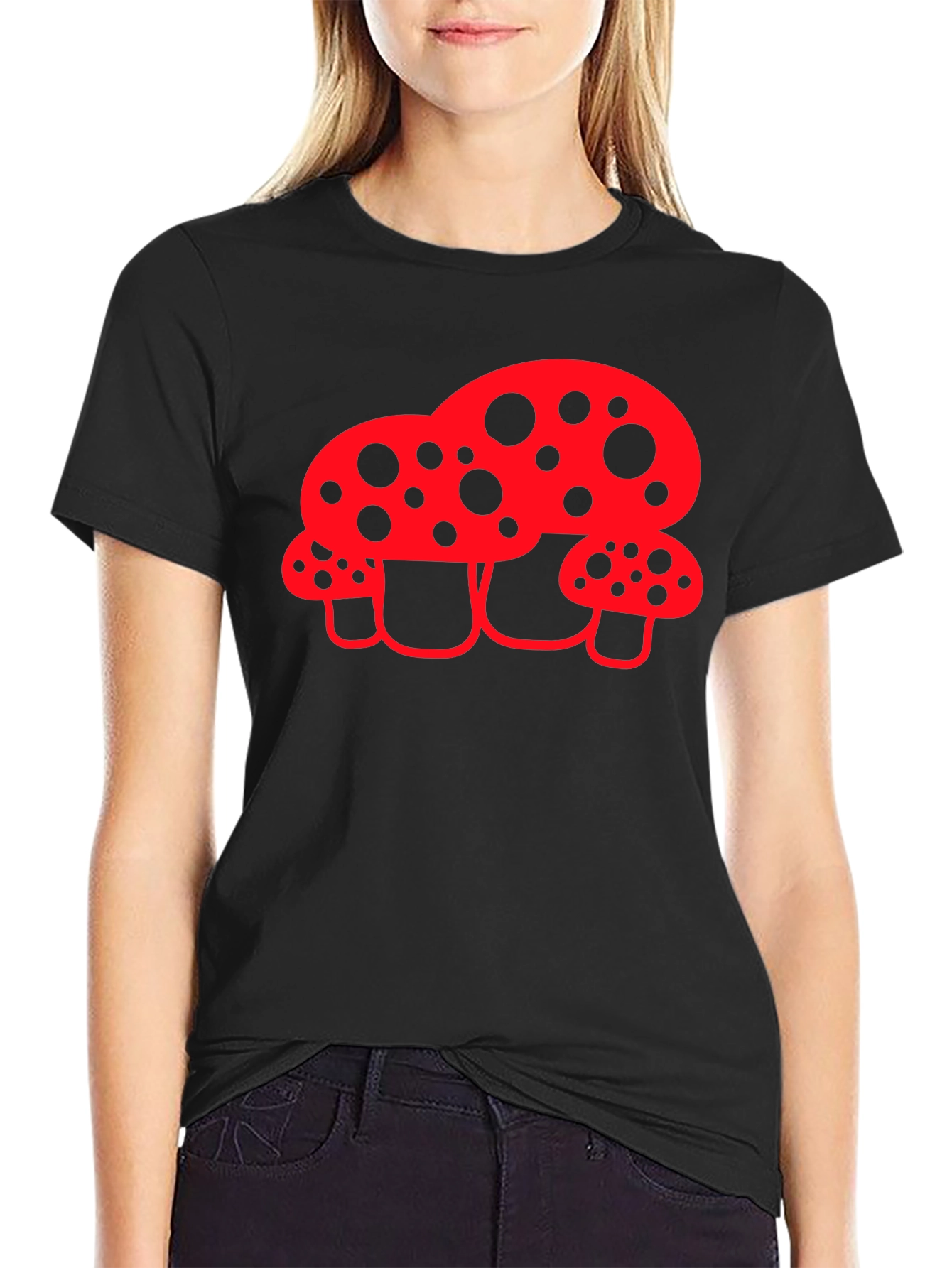 Funky Mushroom Graphic Tee - Black T-Shirt