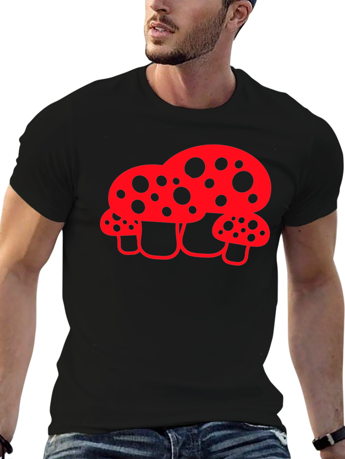 Funky Mushroom Graphic Tee - Black T-Shirt