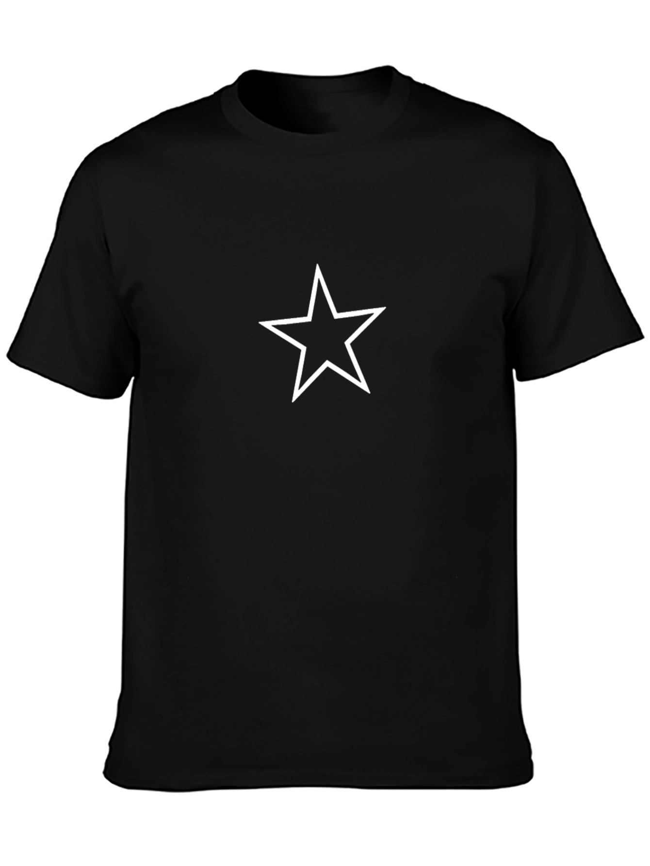 Classic Black T-Shirt with White Star Design