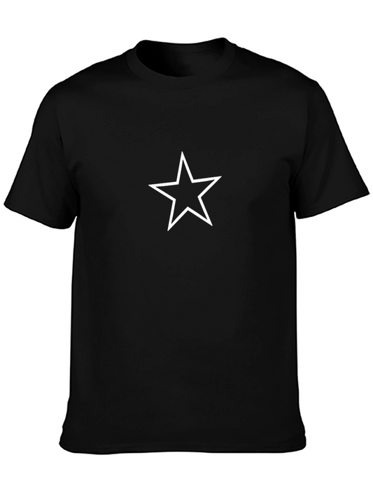 Classic Black T-Shirt with White Star Design