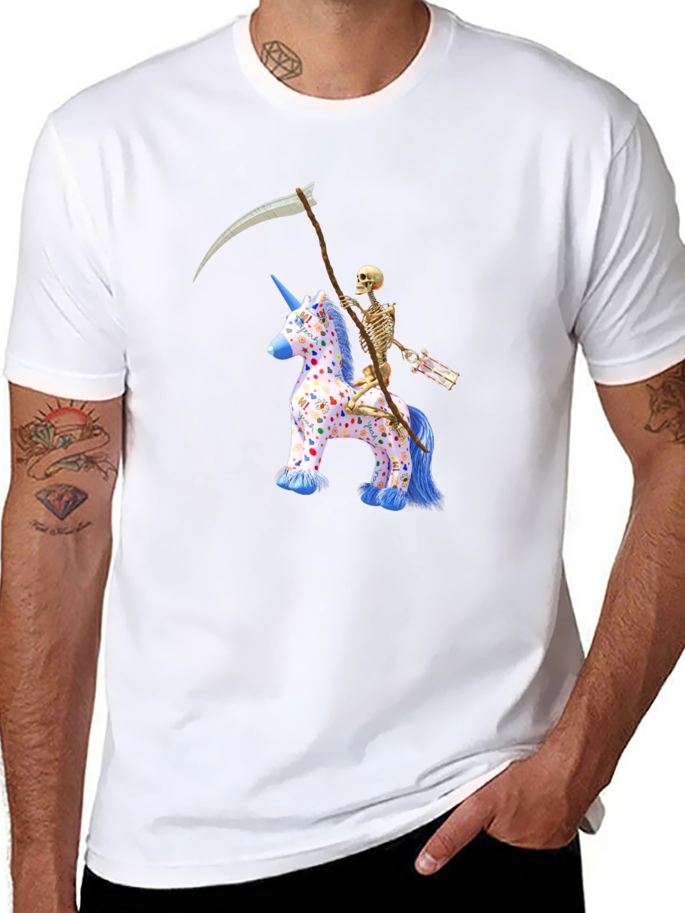 Skeleton Riding Unicorn T-Shirt